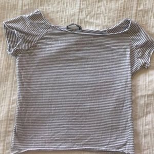 black and white stripped brandy t-shirt